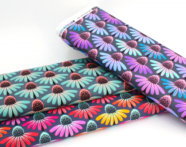Designer-Baumwollstoff Love Always Echinacea in Dim (10 cm)